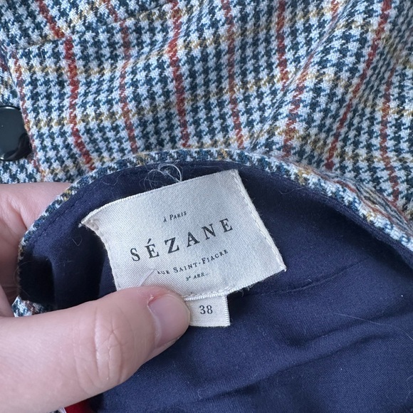 Sezane Peter mini skirt houndstooth wool blend buttons - Picture 9 of 15